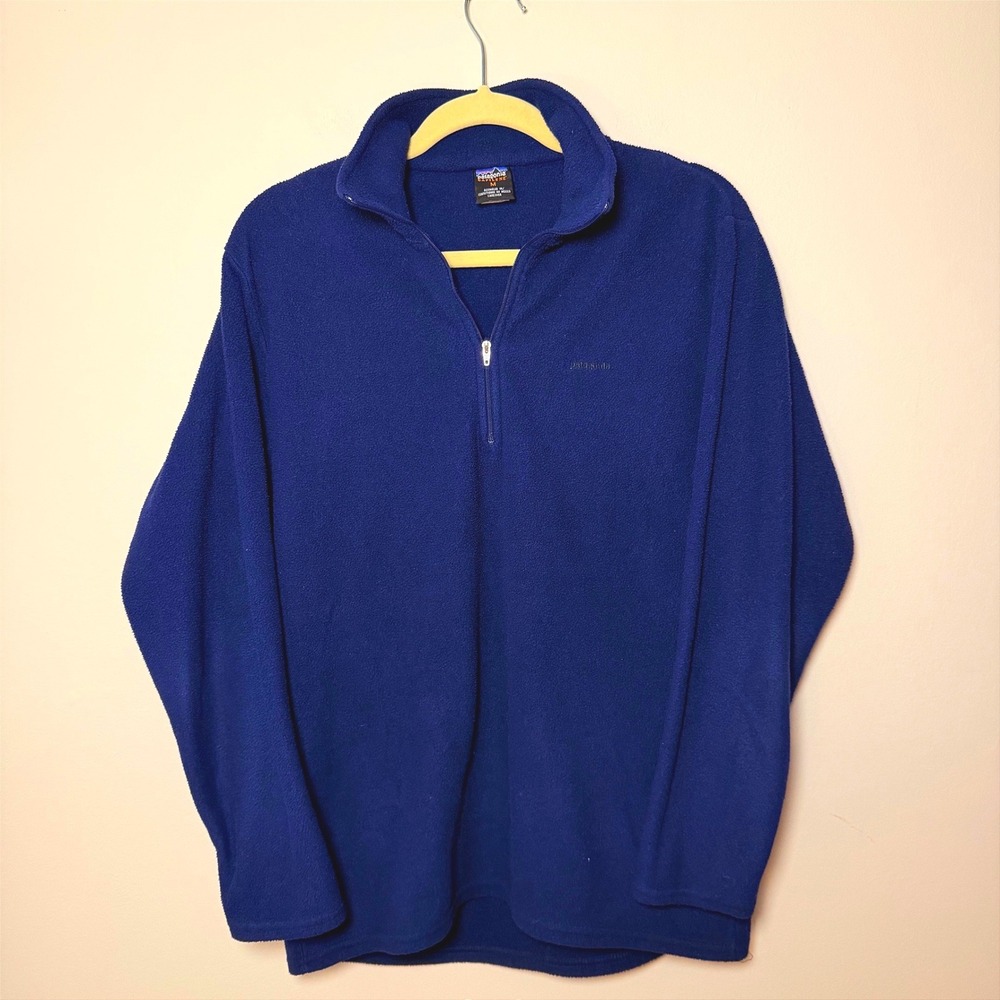Patagonia Men's Medium Capilene 1/4 Zip Fleece Pullover Blue Vintage 90's